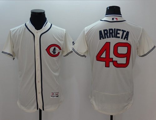 Cubs #49 Jake Arrieta Cream Flexbase Authentic Collection 1929 Turn Back The Clock Stitched MLB Jersey - Click Image to Close